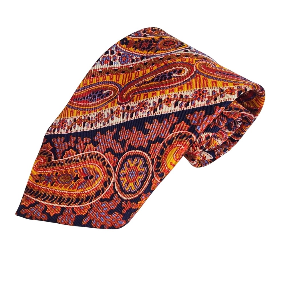 VINTAGE Kipper Dayton's‎ Navy Blue and Orange Paisley Neck Tie NEW! England